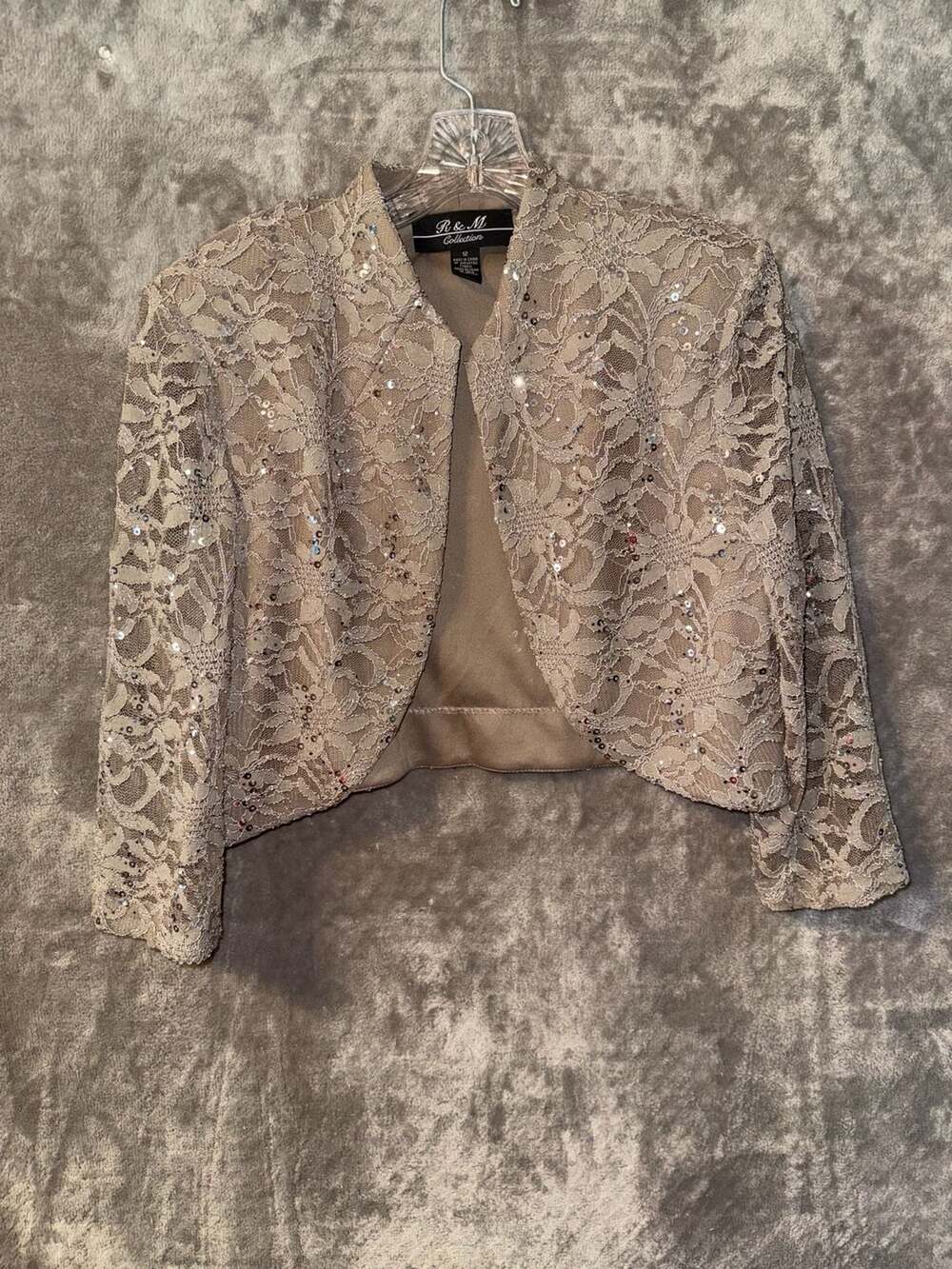 R&M Collection Size 12 Sequin Lace Bolero Shrug Jacket